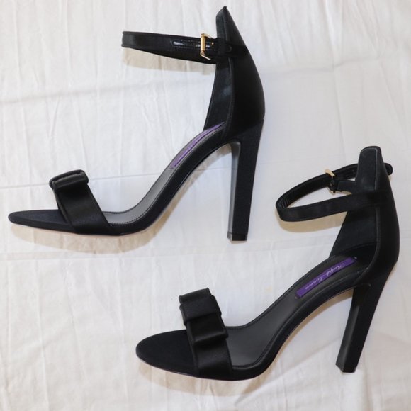 SOLD Ralph Lauren Purple Label Daylen Bow Satin Sandals Black size 37 - Picture 6 of 7